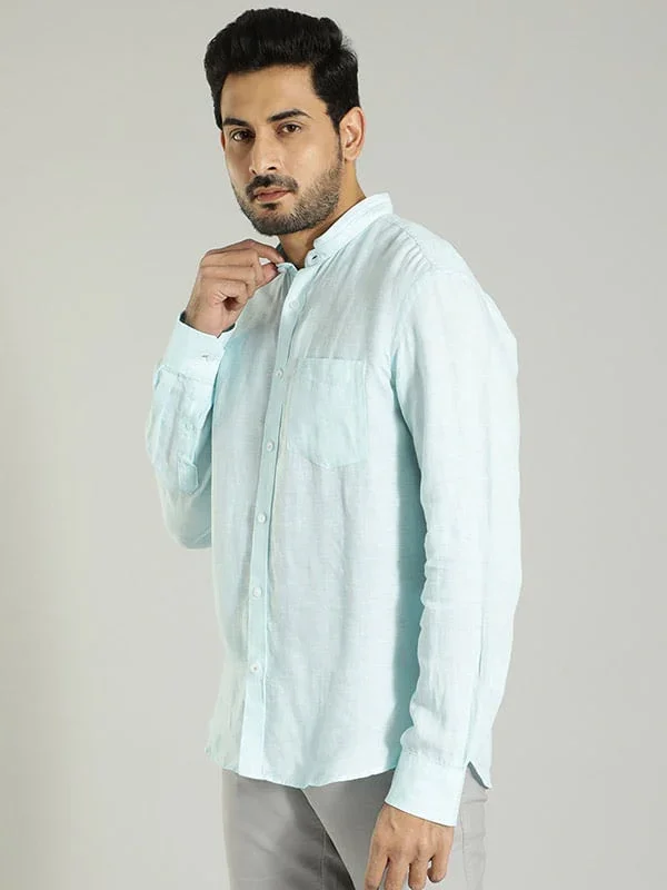 Men's Solid Full Sleeves Linen Shirt - Image 3