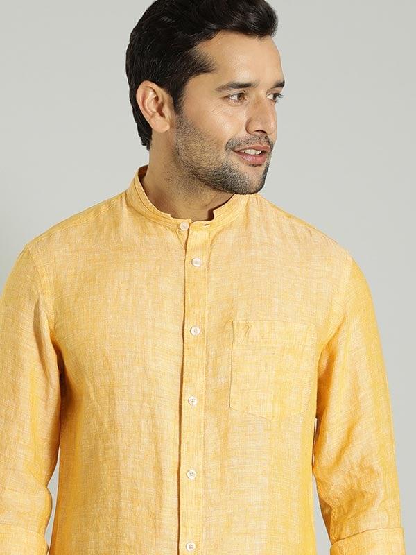 Men's Solid Full Sleeves Linen Shirt - Image 30