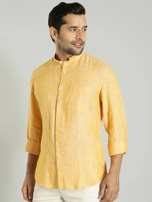 Men's Solid Full Sleeves Linen Shirt - Image 31