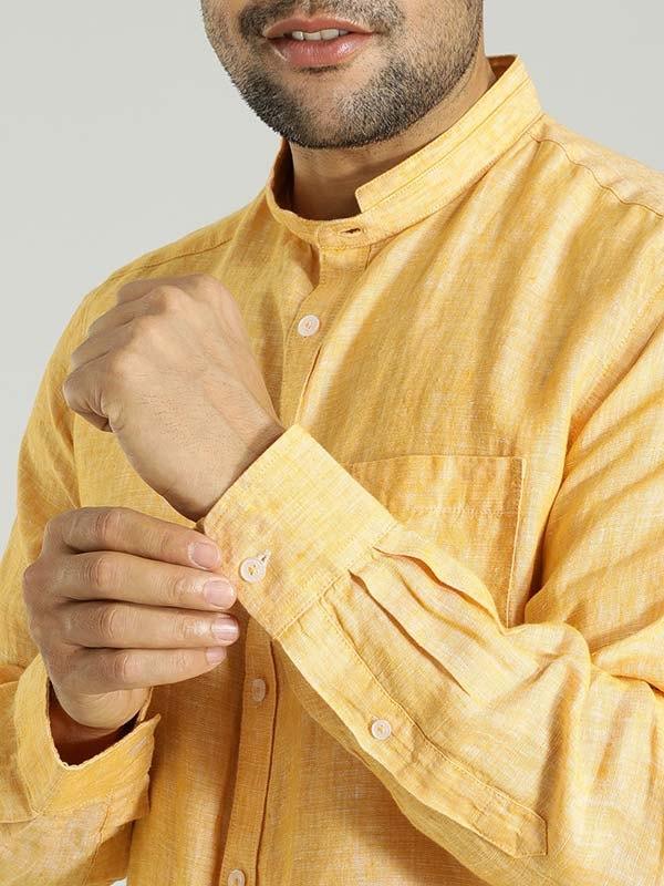 Men's Solid Full Sleeves Linen Shirt - Image 32