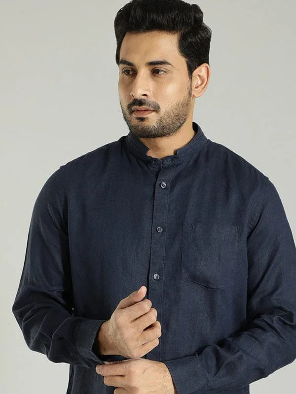 Men's Solid Full Sleeves Linen Shirt - Image 34