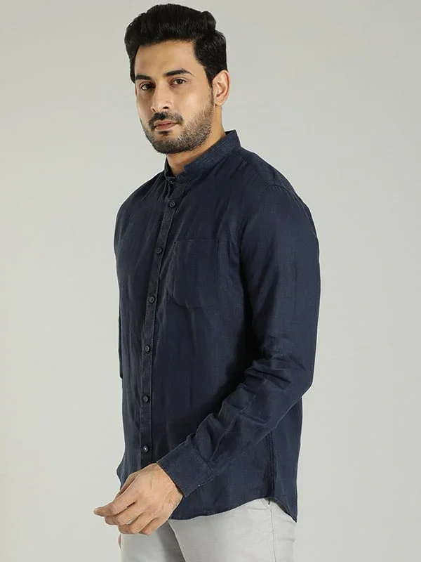 Men's Solid Full Sleeves Linen Shirt - Image 35