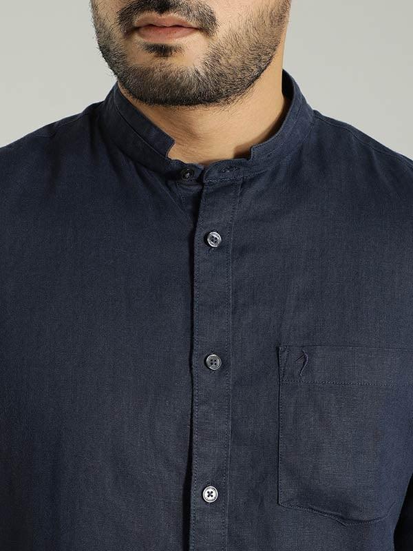 Men's Solid Full Sleeves Linen Shirt - Image 36