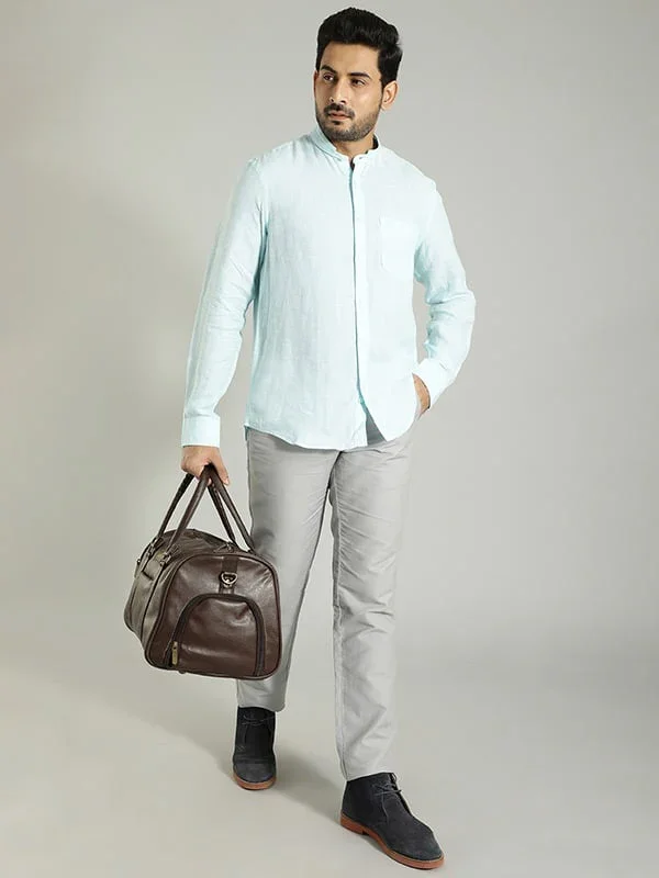 Men's Solid Full Sleeves Linen Shirt - Image 4