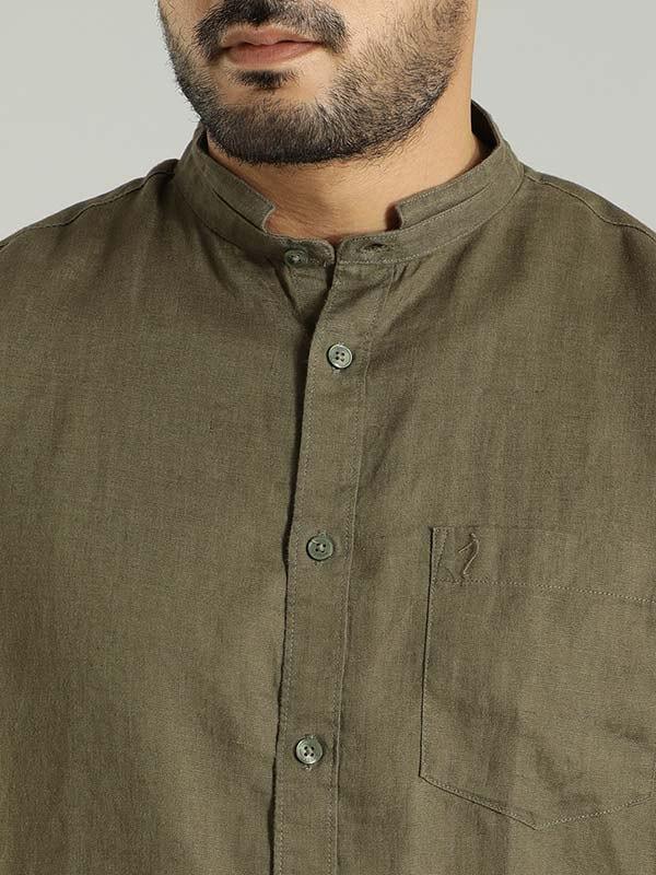 Men's Solid Full Sleeves Linen Shirt - Image 40