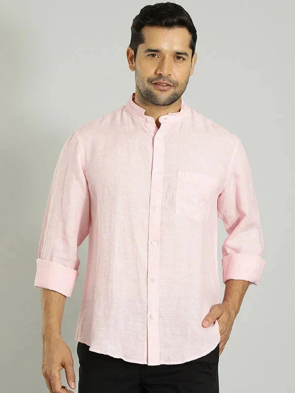 Men's Solid Full Sleeves Linen Shirt - Image 41