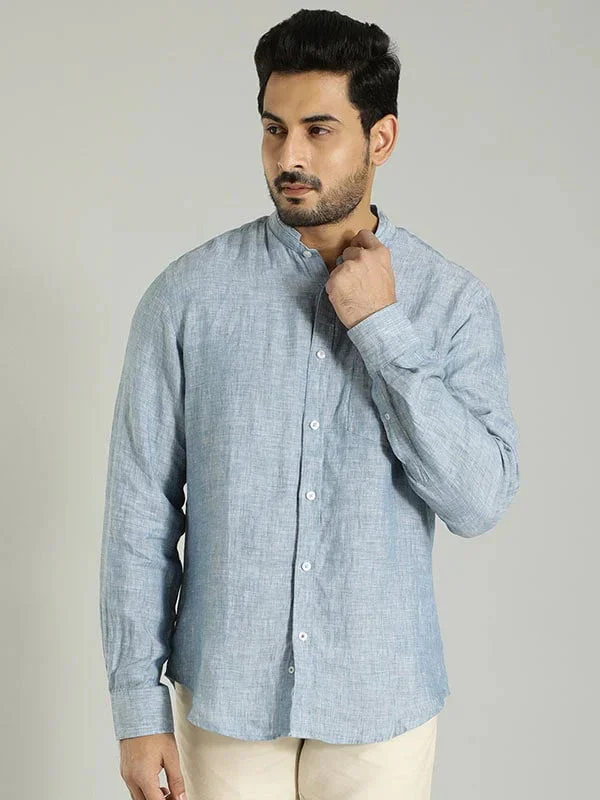 Men's Solid Full Sleeves Linen Shirt - Image 44