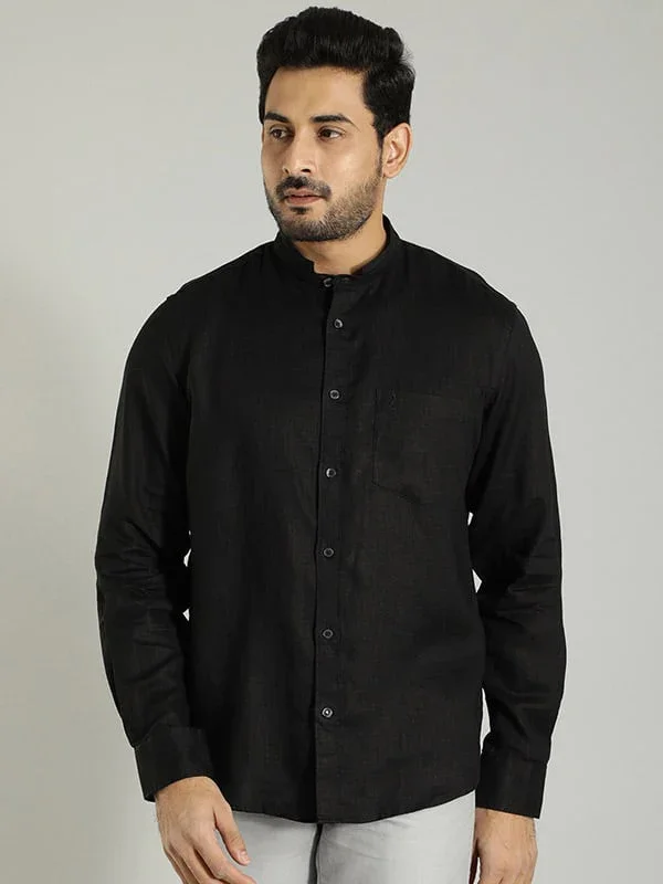 Men's Solid Full Sleeves Linen Shirt - Image 5
