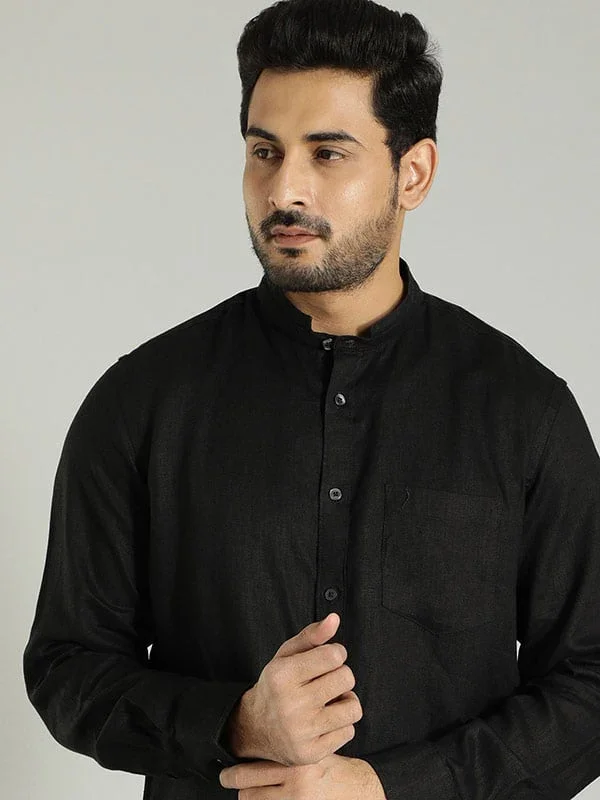 Men's Solid Full Sleeves Linen Shirt - Image 6