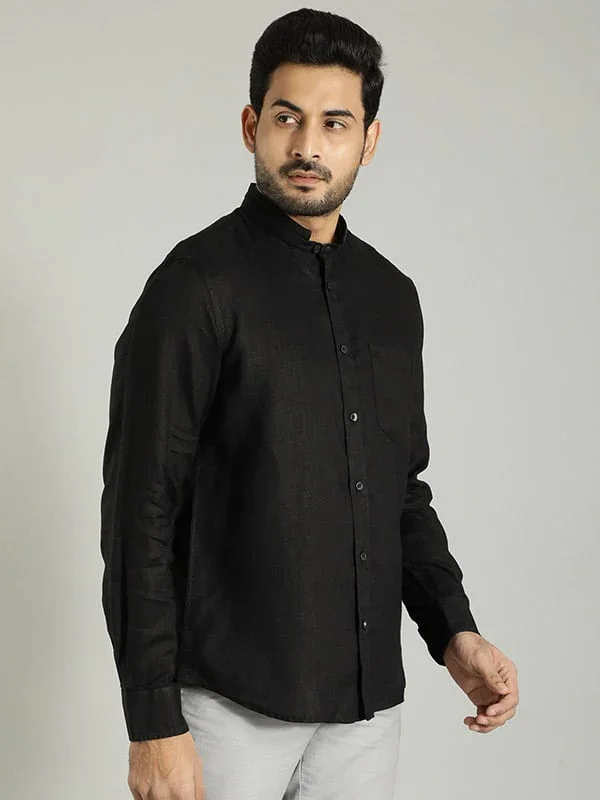 Men's Solid Full Sleeves Linen Shirt - Image 7