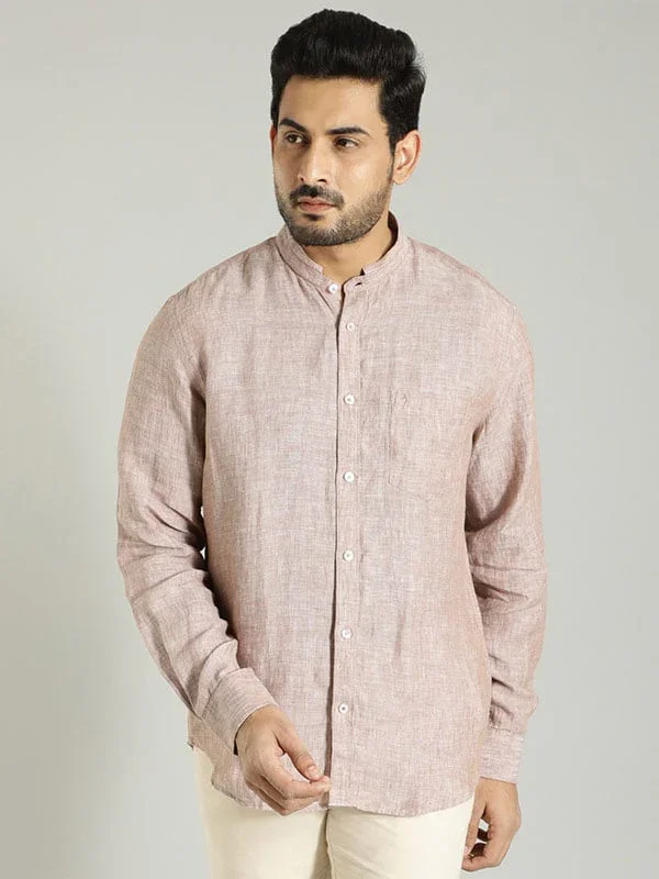 Men's Solid Full Sleeves Linen Shirt - Image 9