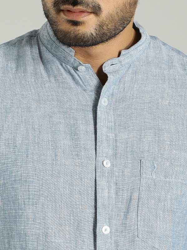 Men's Solid Full Sleeves Linen Shirt - Image 15