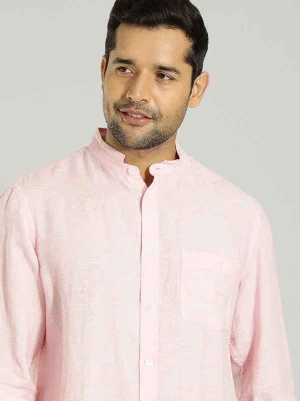 Men's Solid Full Sleeves Linen Shirt - Image 2
