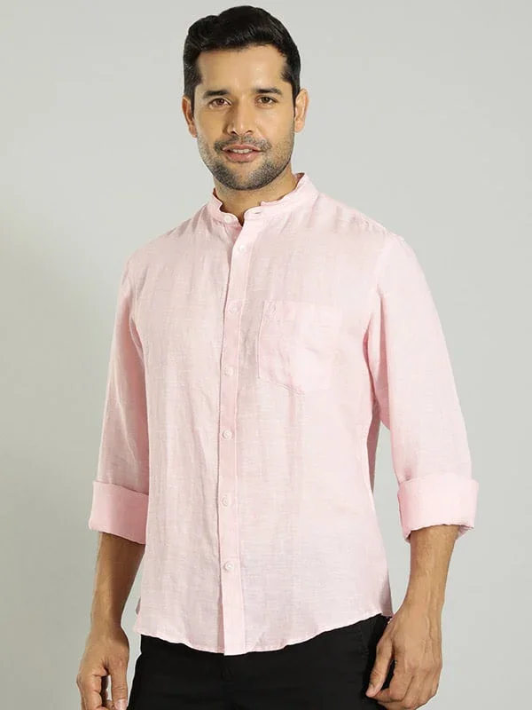 Men's Solid Full Sleeves Linen Shirt - Image 3