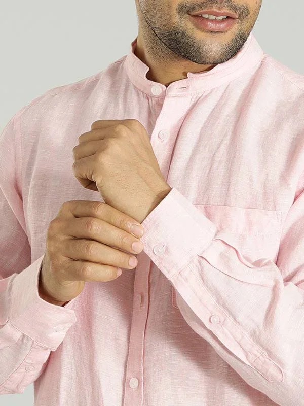 Men's Solid Full Sleeves Linen Shirt - Image 4