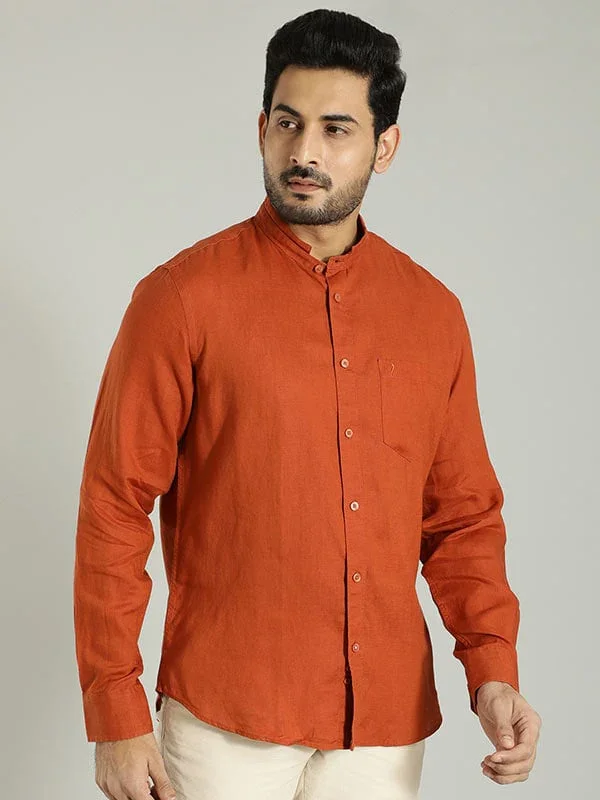 Men's Solid Full Sleeves Linen Shirt - Image 7