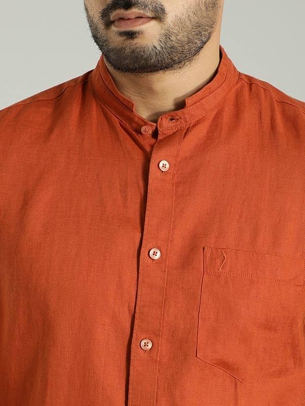Men's Solid Full Sleeves Linen Shirt - Image 8