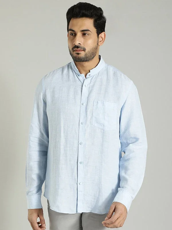 Men's Solid Full Sleeves Linen Shirt - Image 9