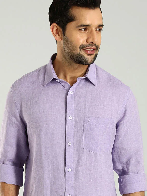 Men's Solid Full Sleeves Linen Shirt - Image 21