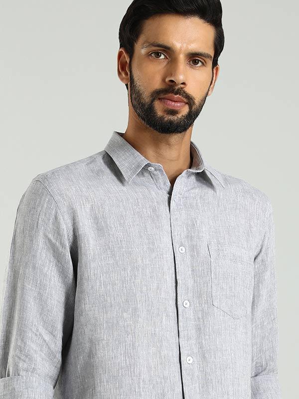 Men's Solid Full Sleeves Linen Shirt - Image 25