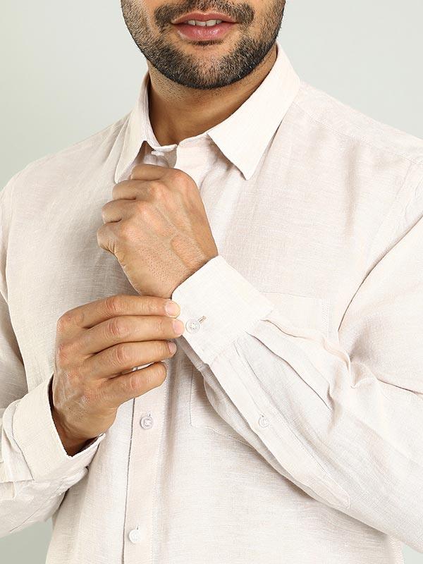 Men's Solid Full Sleeves Linen Shirt - Image 5