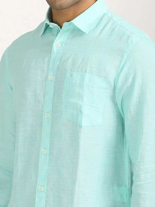 Men's Solid Full Sleeves Linen Shirt - Image 10