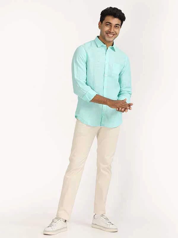 Men's Solid Full Sleeves Linen Shirt - Image 11