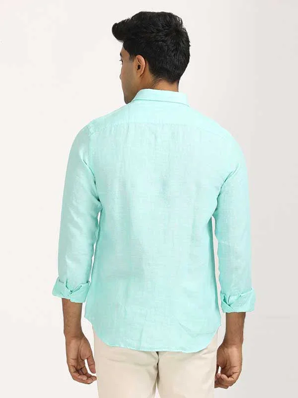 Men's Solid Full Sleeves Linen Shirt - Image 12