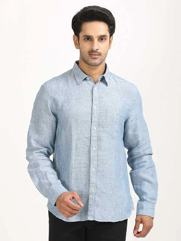 Men's Solid Full Sleeves Linen Shirt - Image 13