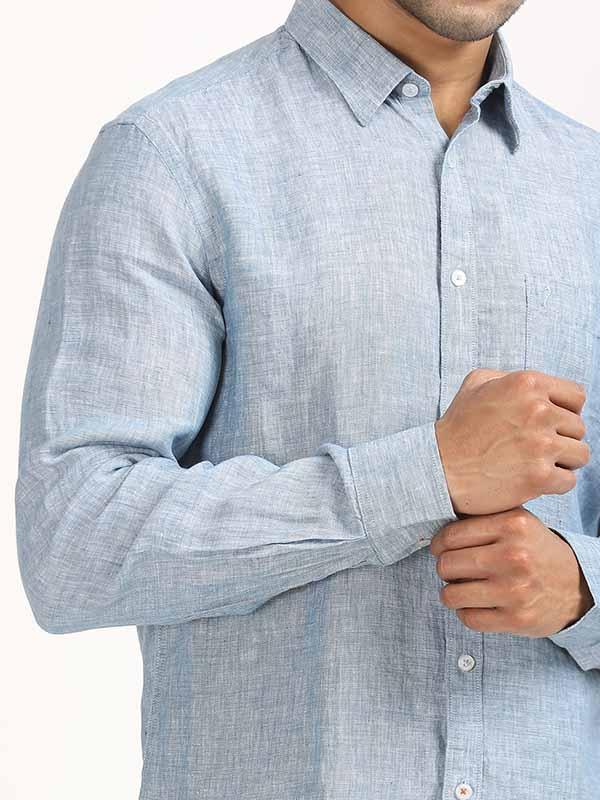 Men's Solid Full Sleeves Linen Shirt - Image 14