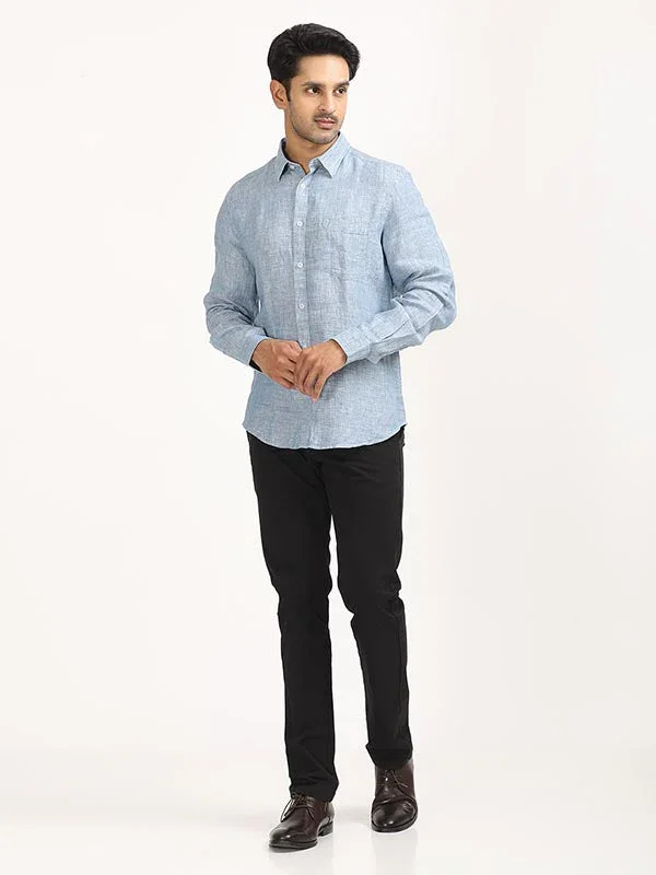 Men's Solid Full Sleeves Linen Shirt - Image 15