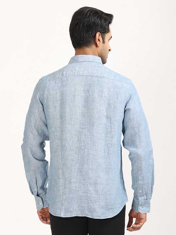 Men's Solid Full Sleeves Linen Shirt - Image 16