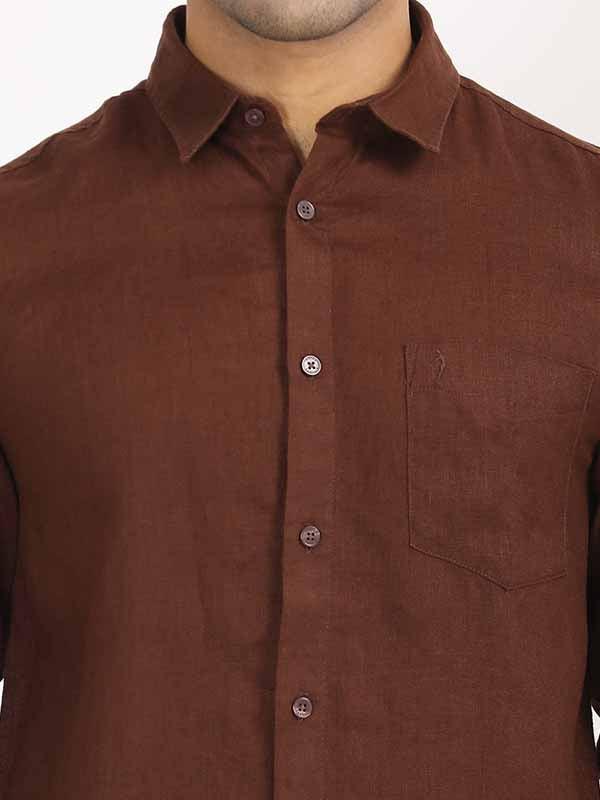 Men's Solid Full Sleeves Linen Shirt - Image 18