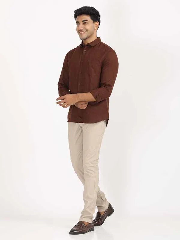 Men's Solid Full Sleeves Linen Shirt - Image 19