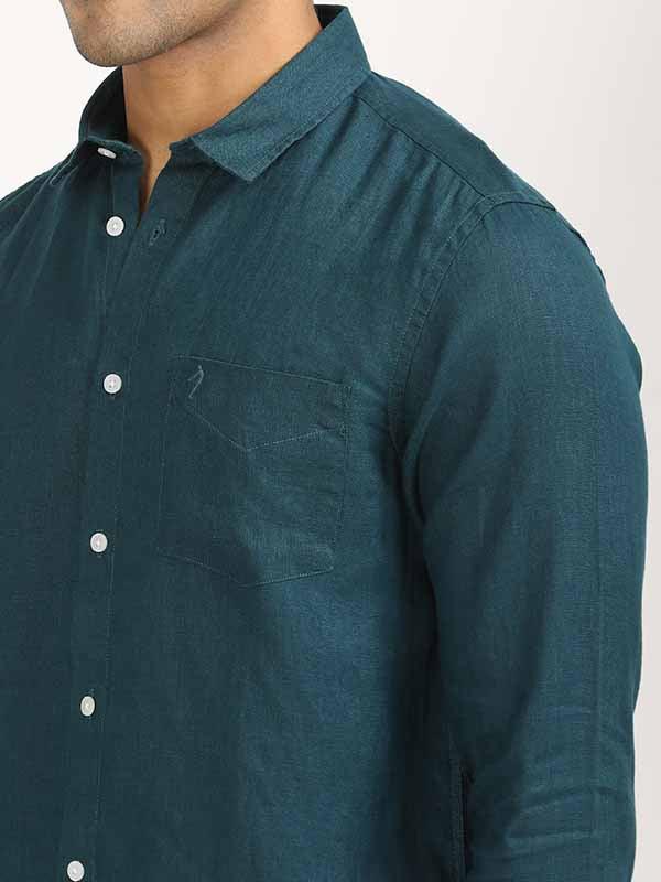 Men's Solid Full Sleeves Linen Shirt - Image 22