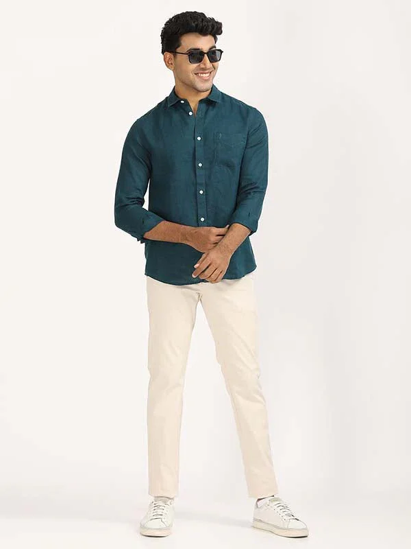 Men's Solid Full Sleeves Linen Shirt - Image 23