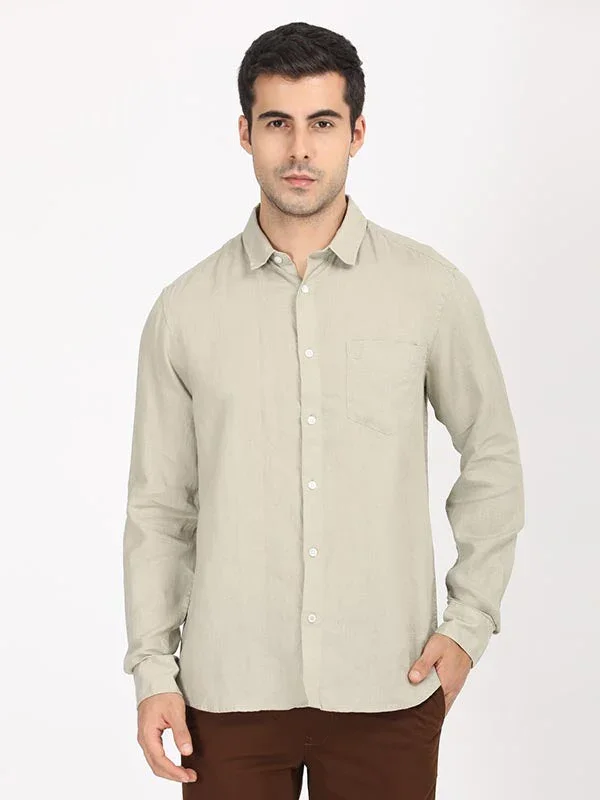Men's Solid Full Sleeves Linen Shirt - Image 25