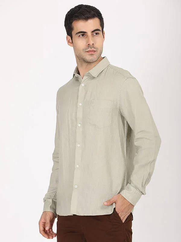 Men's Solid Full Sleeves Linen Shirt - Image 26