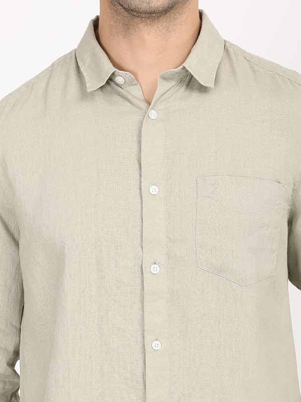 Men's Solid Full Sleeves Linen Shirt - Image 27