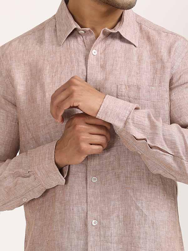 Men's Solid Full Sleeves Linen Shirt - Image 31
