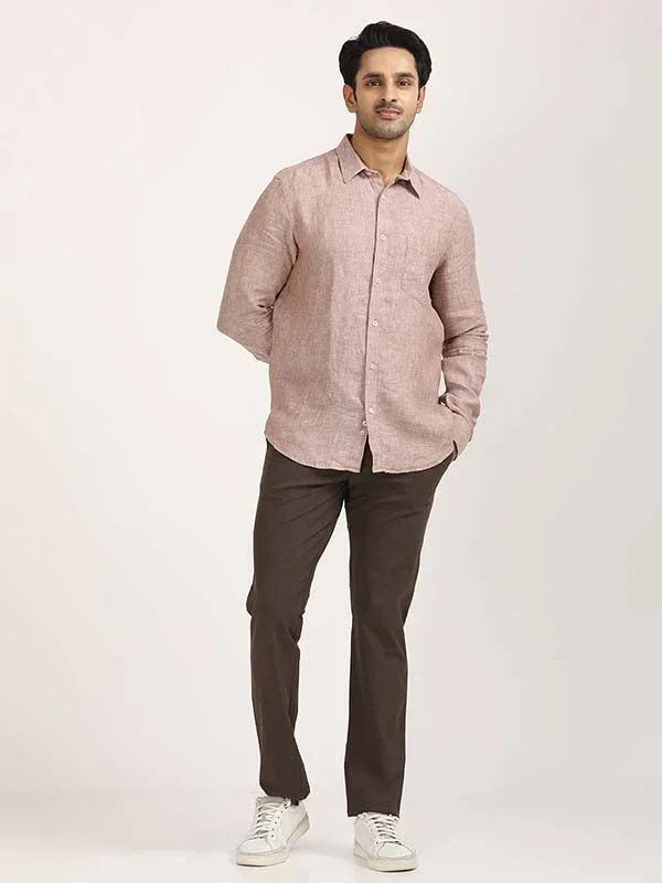 Men's Solid Full Sleeves Linen Shirt - Image 32