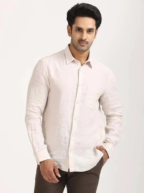 Men's Solid Full Sleeves Linen Shirt - Image 34
