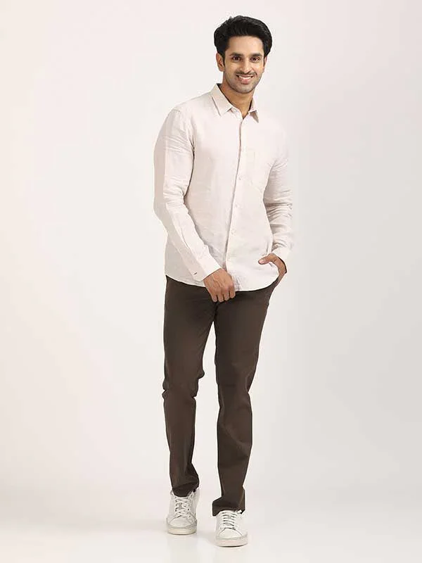 Men's Solid Full Sleeves Linen Shirt - Image 36
