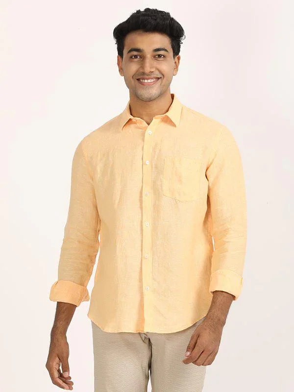 Men's Solid Full Sleeves Linen Shirt - Image 38