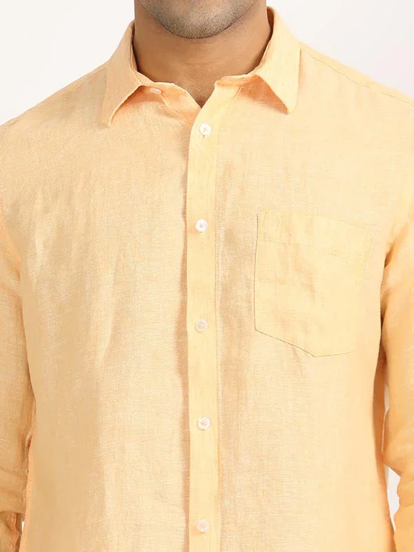 Men's Solid Full Sleeves Linen Shirt - Image 39
