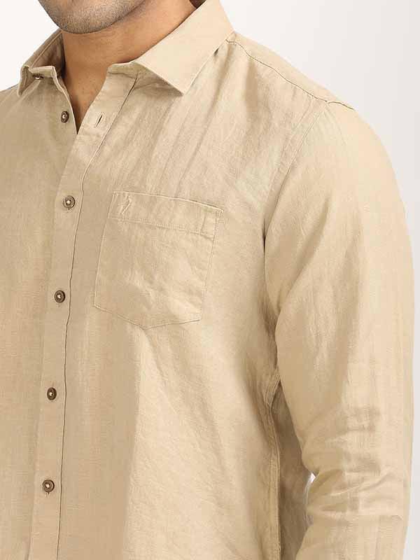 Men's Solid Full Sleeves Linen Shirt - Image 6