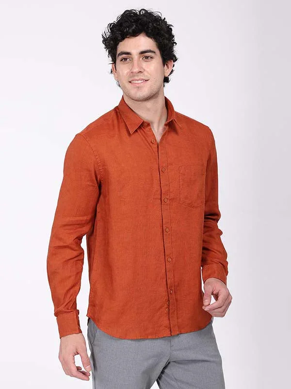 Men's Solid Full Sleeves Linen Shirt - Image 10