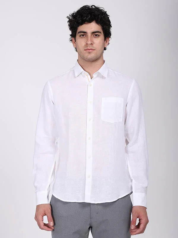 Men's Solid Full Sleeves Linen Shirt - Image 14