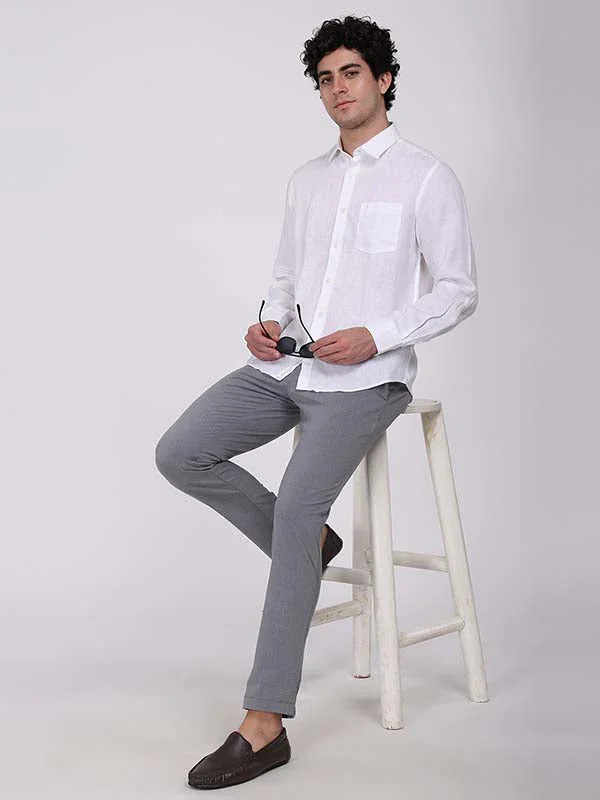 Men's Solid Full Sleeves Linen Shirt - Image 17