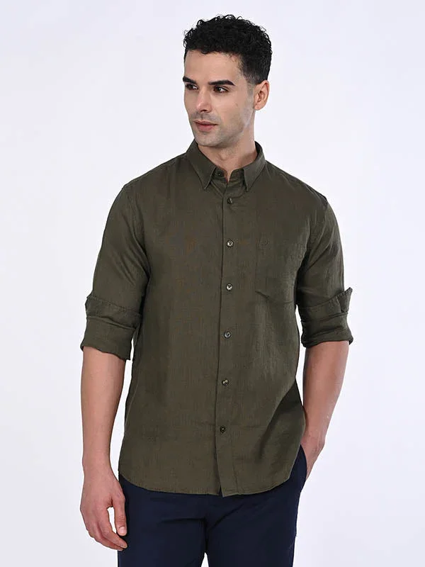 Men's Solid Full Sleeves Linen Shirt - Image 18